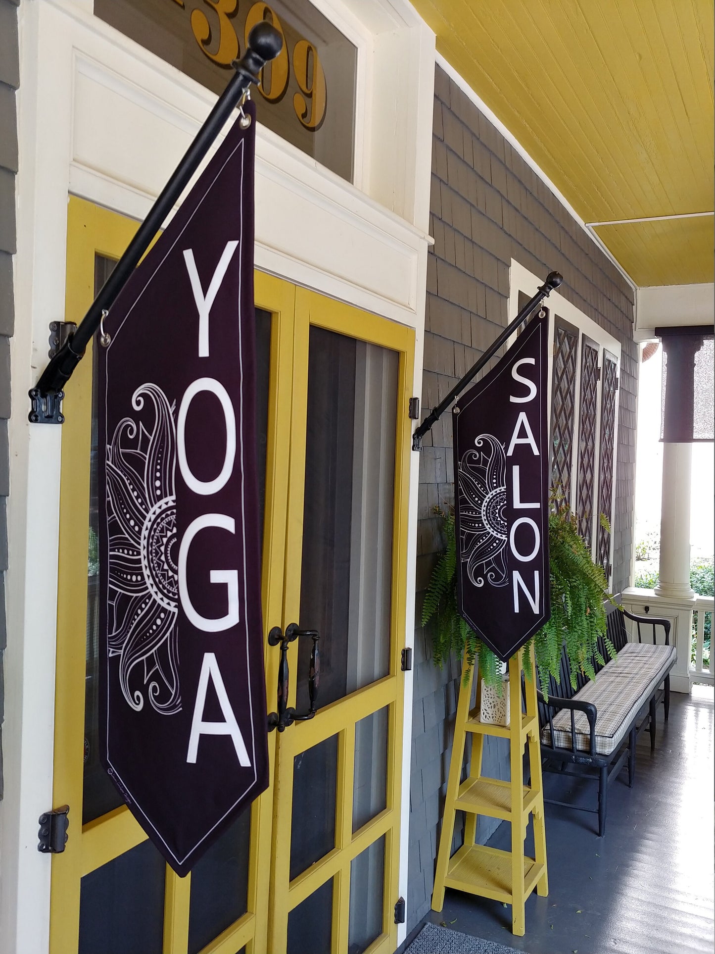 MANDELA flag * YOGA * Salon * SPA * Massage * double sided * heavy weight canvas * handmade pole & bracket included