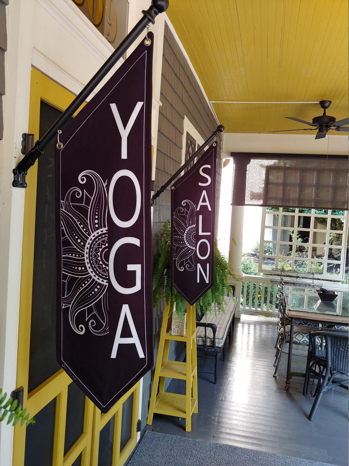 MANDELA flag * YOGA * Salon * SPA * Massage * double sided * heavy weight canvas * handmade pole & bracket included
