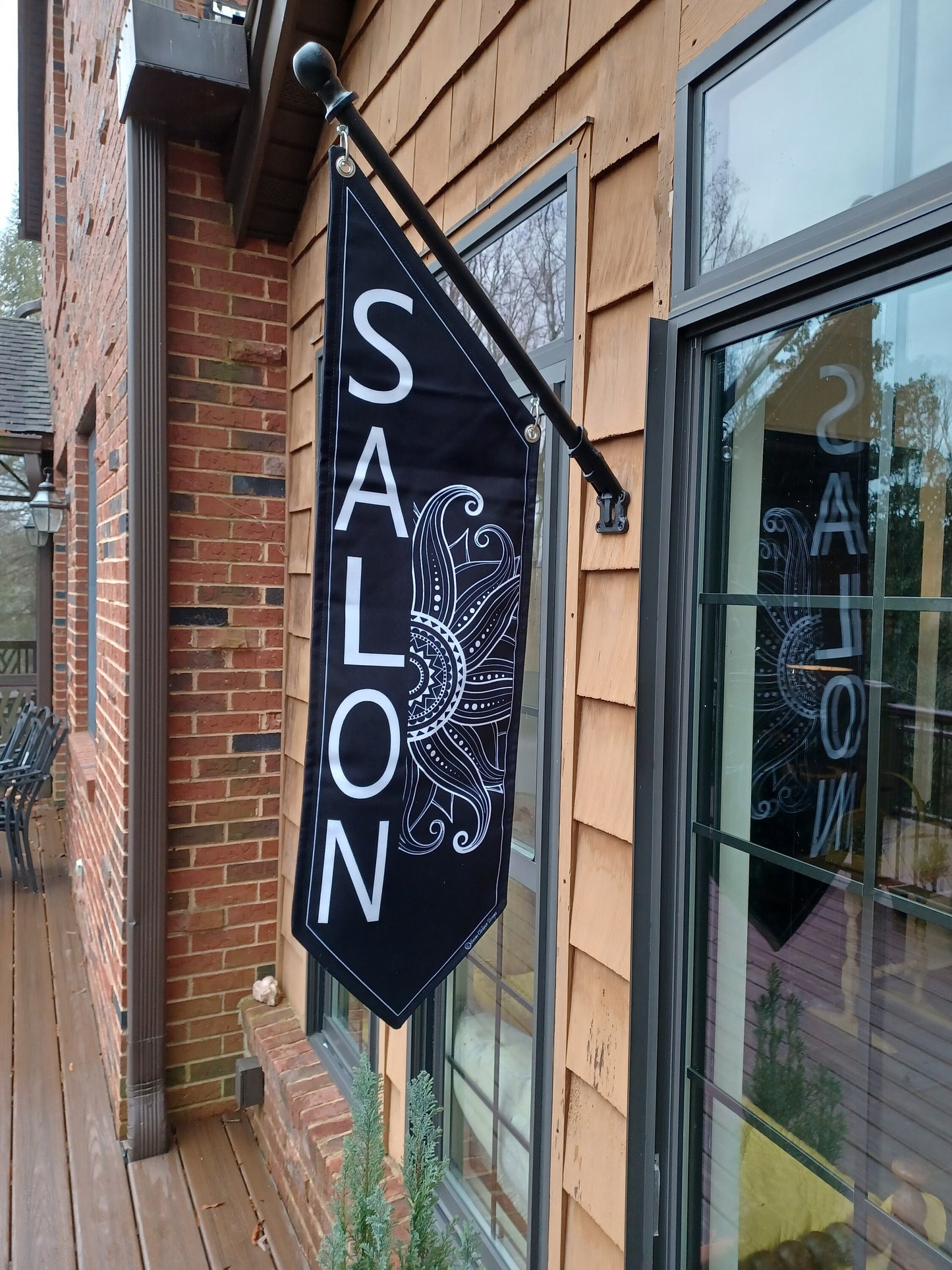 MANDELA flag * YOGA * Salon * SPA * Massage * double sided * heavy weight canvas * handmade pole & bracket included