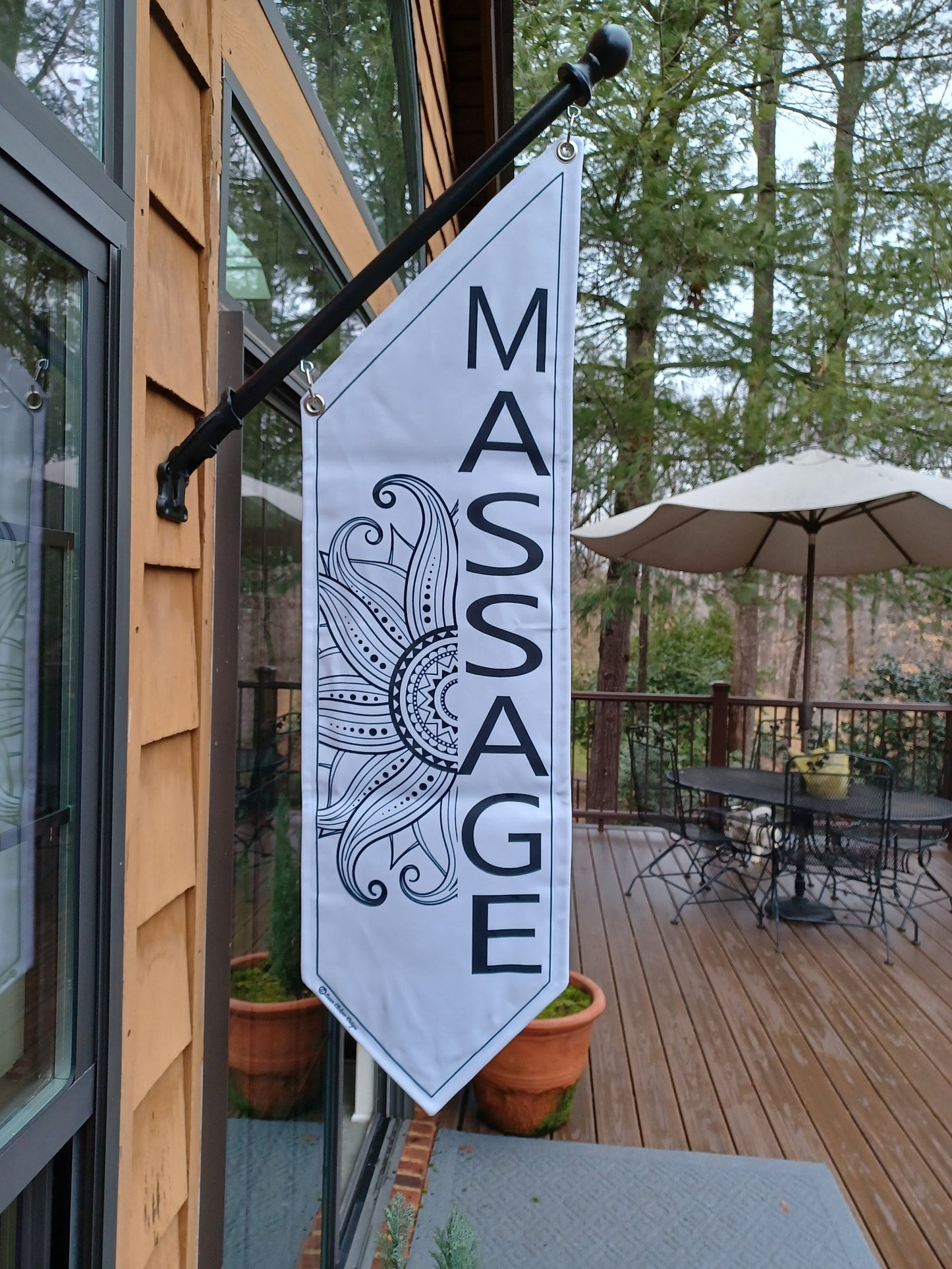 MANDELA flag * YOGA * Salon * SPA * Massage * double sided * heavy weight canvas * handmade pole & bracket included