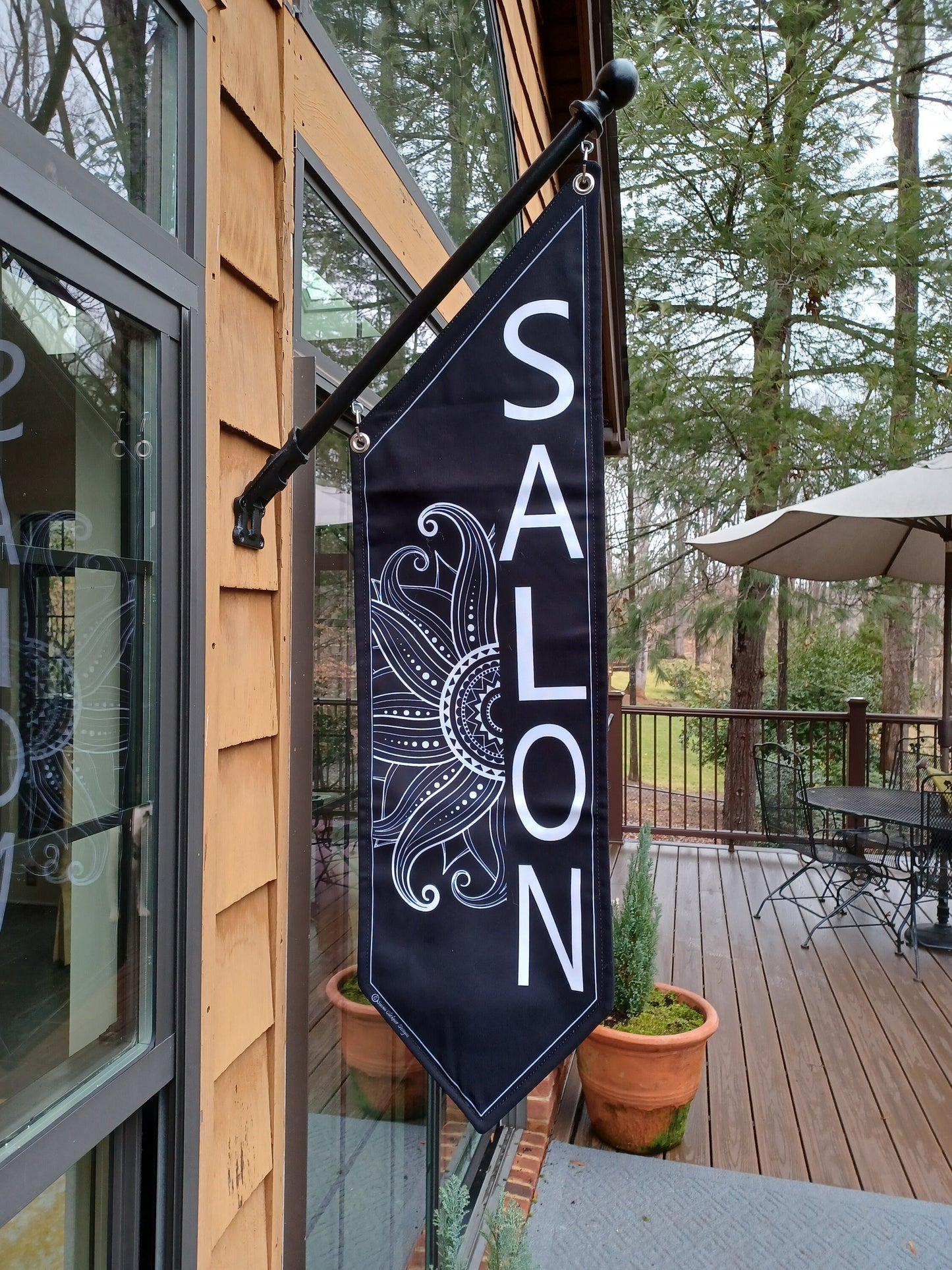 MANDELA flag * YOGA * Salon * SPA * Massage * double sided * heavy weight canvas * handmade pole & bracket included