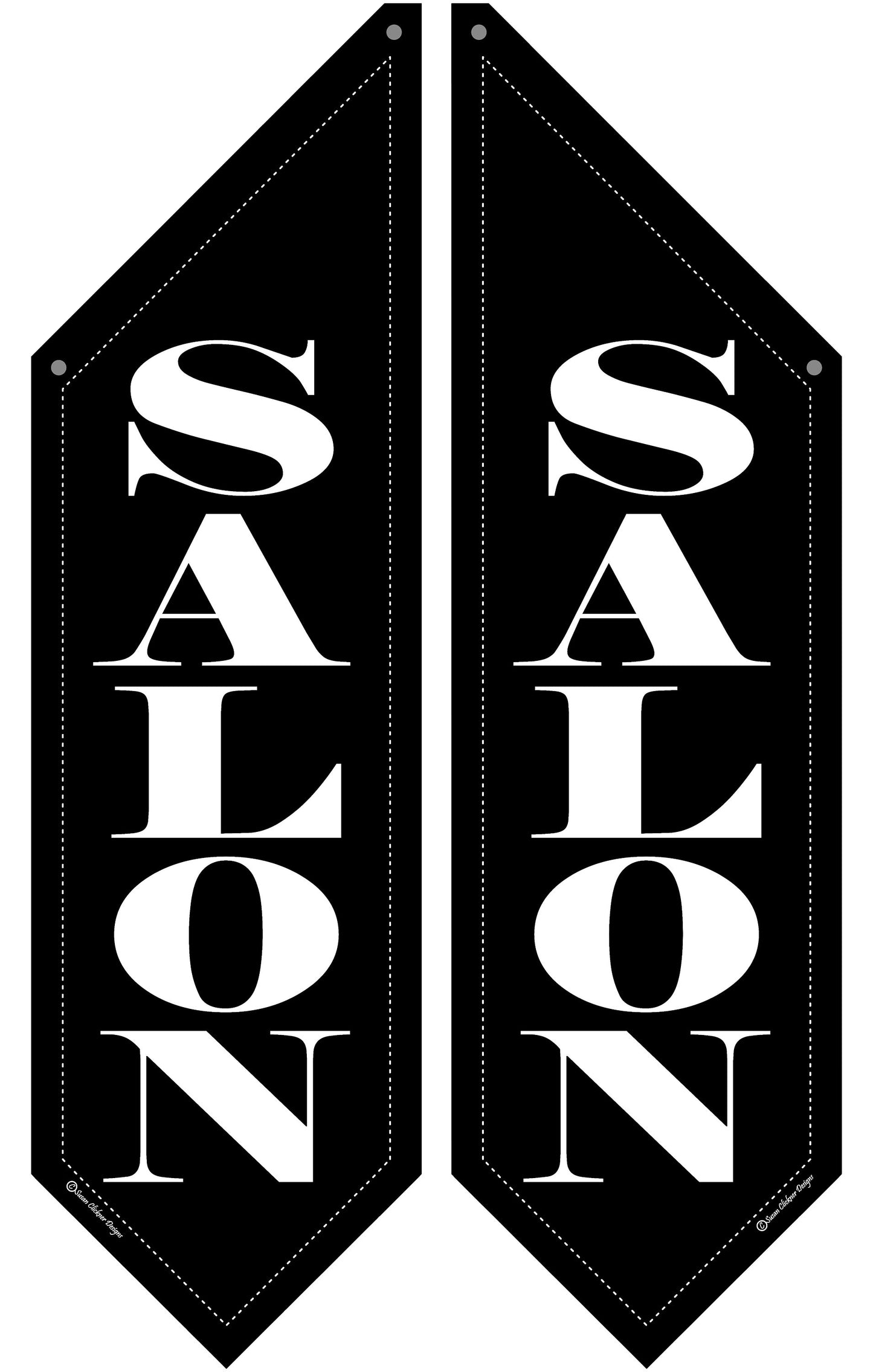 ELEGANT SALON FLAG * 2 sided * heavy canvas * pole & bracket included * Black canvas