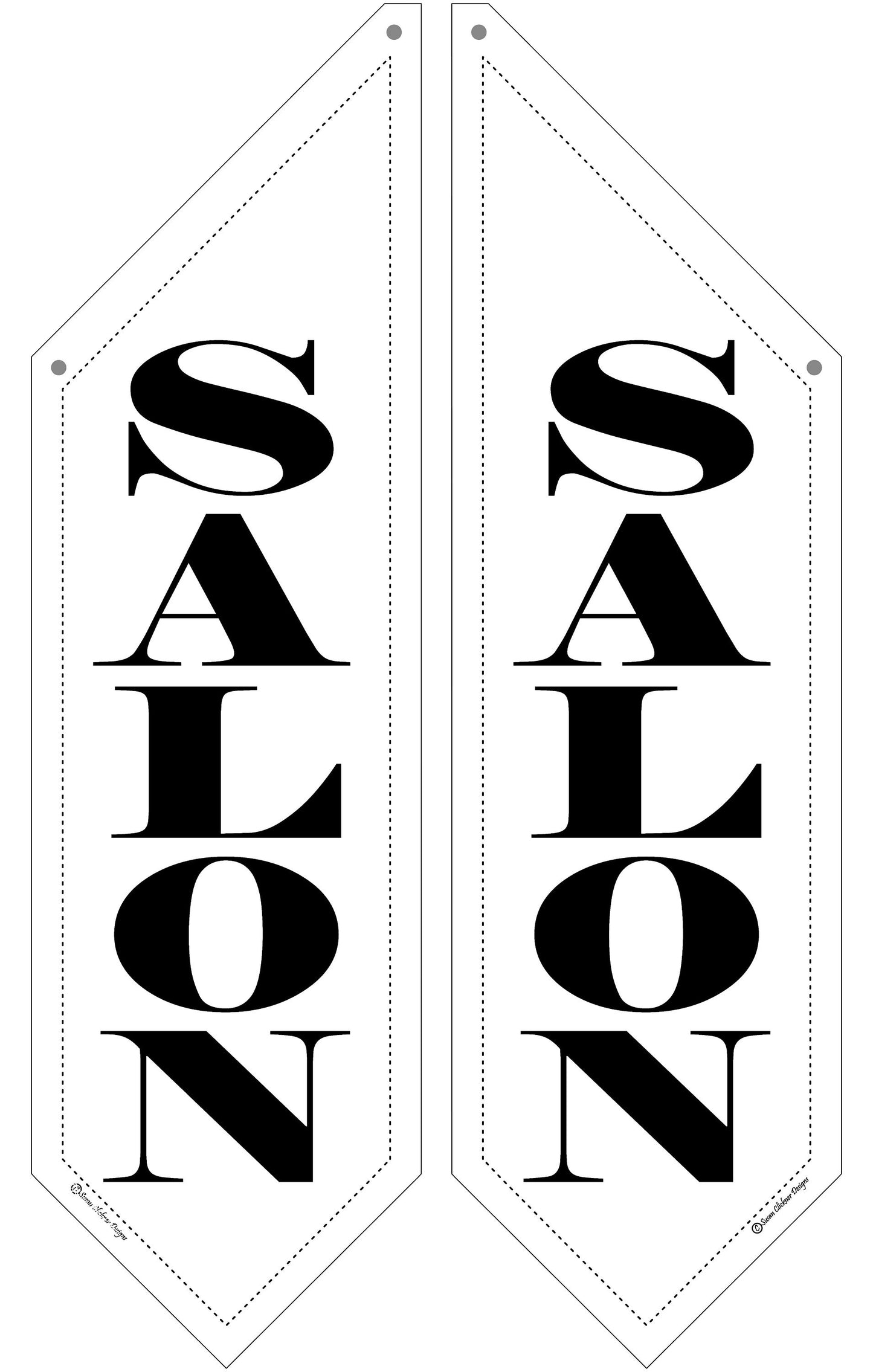 ELEGANT SALON FLAG * 2 sided * heavy canvas * pole & bracket included * Black canvas