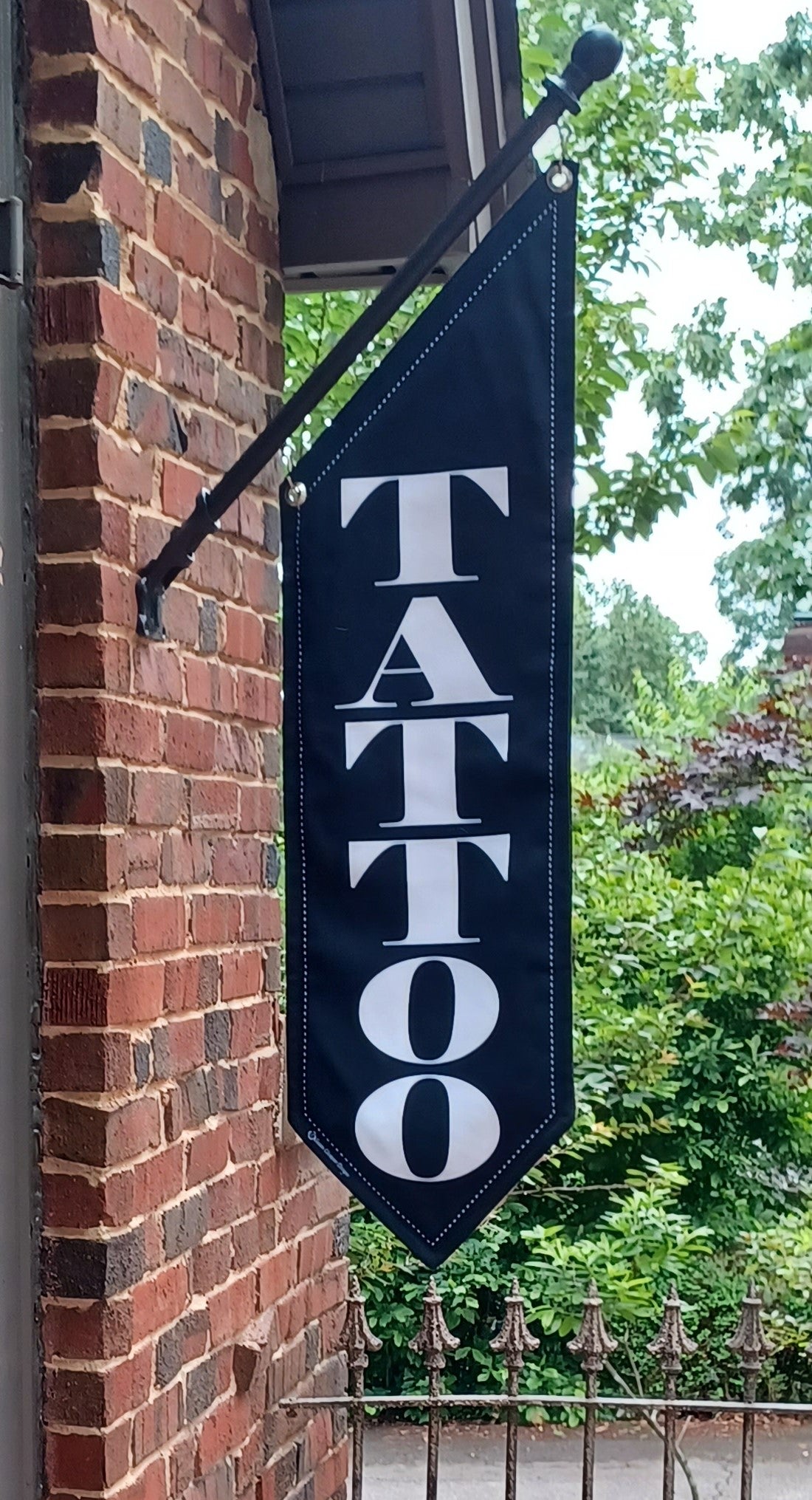 ELEGANT TATTOO Flag * double sided * heavy weight canvas * handmade pole & bracket included