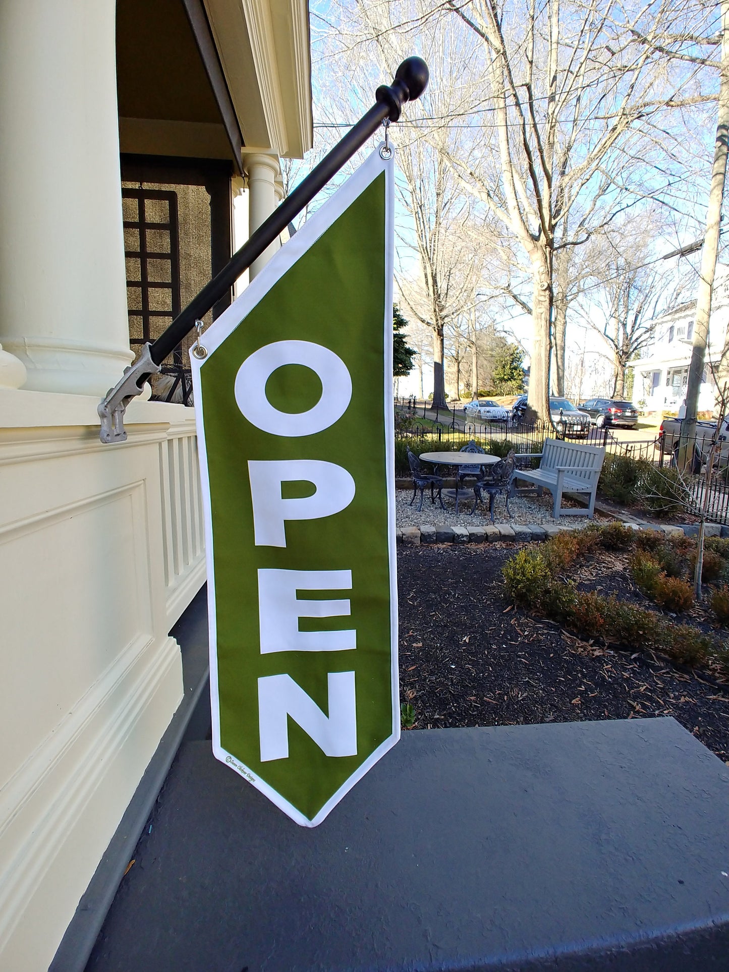 BASIC OPEN Flag in Full COLORS * double sided outdoor canvas * pole & bracket included * 15 color choices