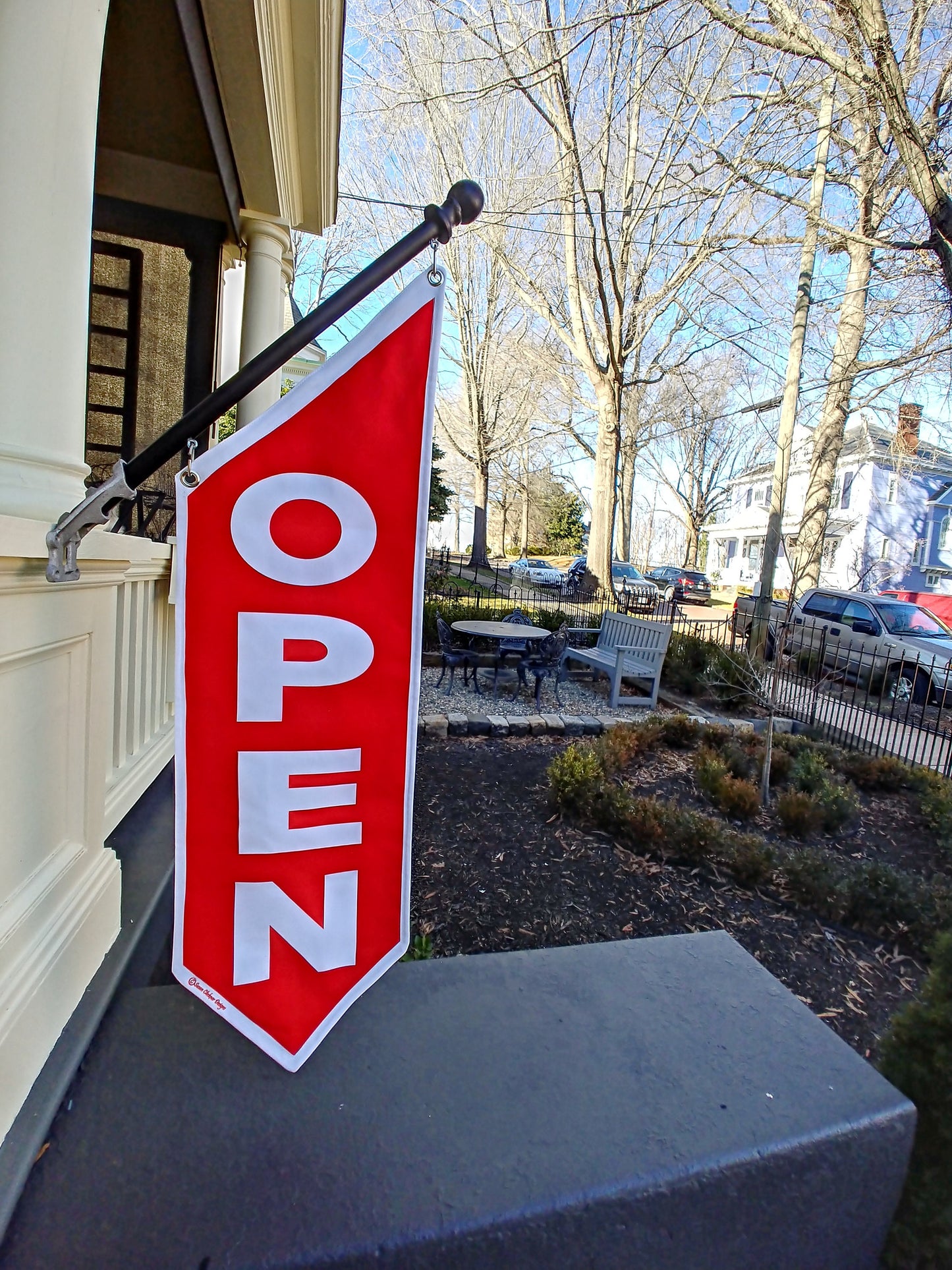 BASIC OPEN Flag in Full COLORS * double sided outdoor canvas * pole & bracket included * 15 color choices