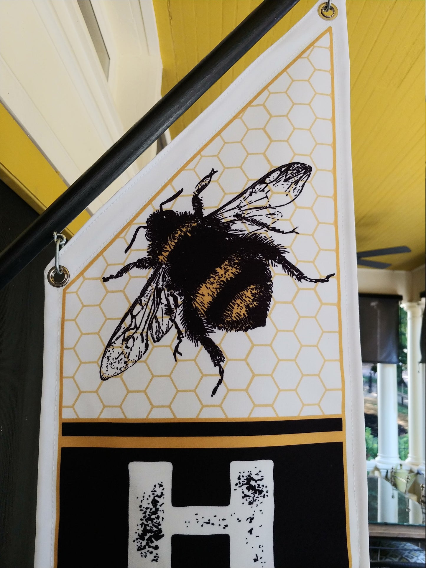 HONEY FLAG * Home Based Business * double sided * heavy weight canvas * pole & bracket included * local grown honey * Bee Keeping