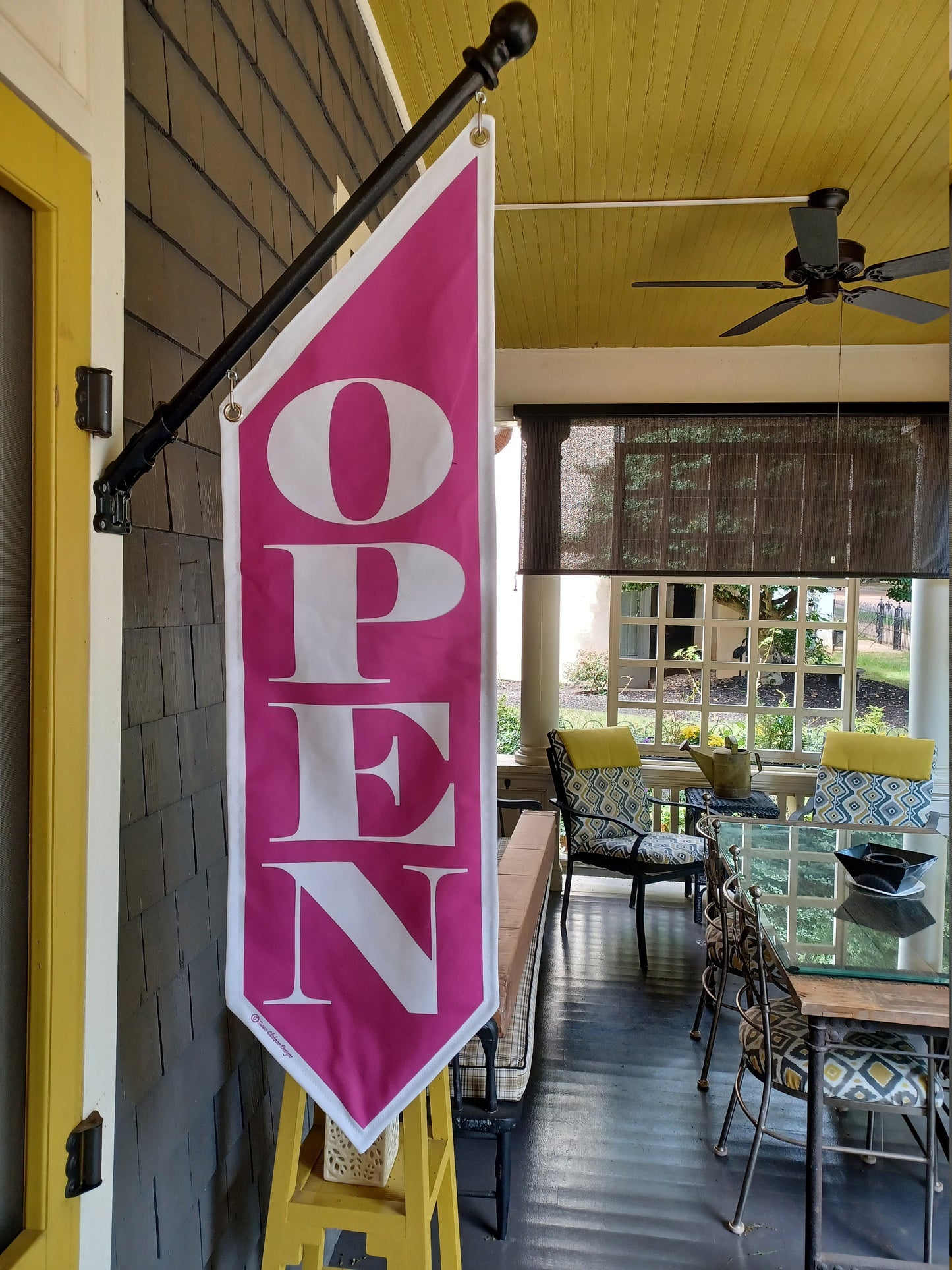 ELEGANT OPEN Full COLORS Flag * double sided outdoor canvas * pole & bracket included * 15 color choices