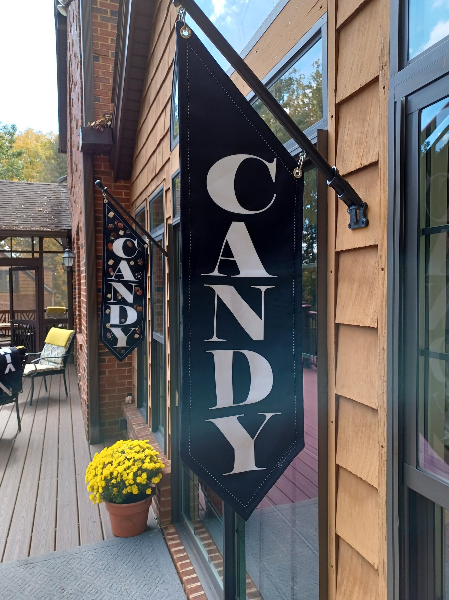 CANDY CANDY FLAG * double sided * heavy weight canvas * handmade pole & bracket * Candy * Chocolates *