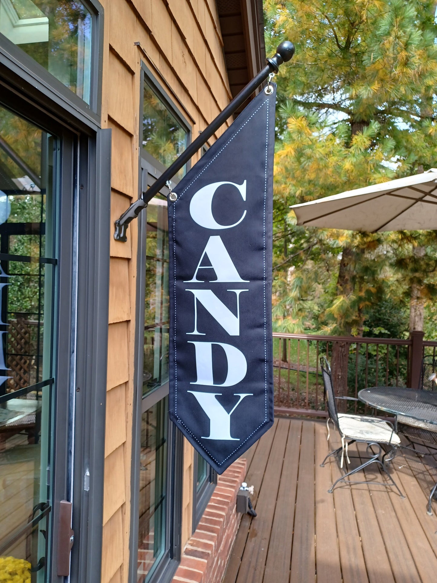 CANDY CANDY FLAG * double sided * heavy weight canvas * handmade pole & bracket * Candy * Chocolates *