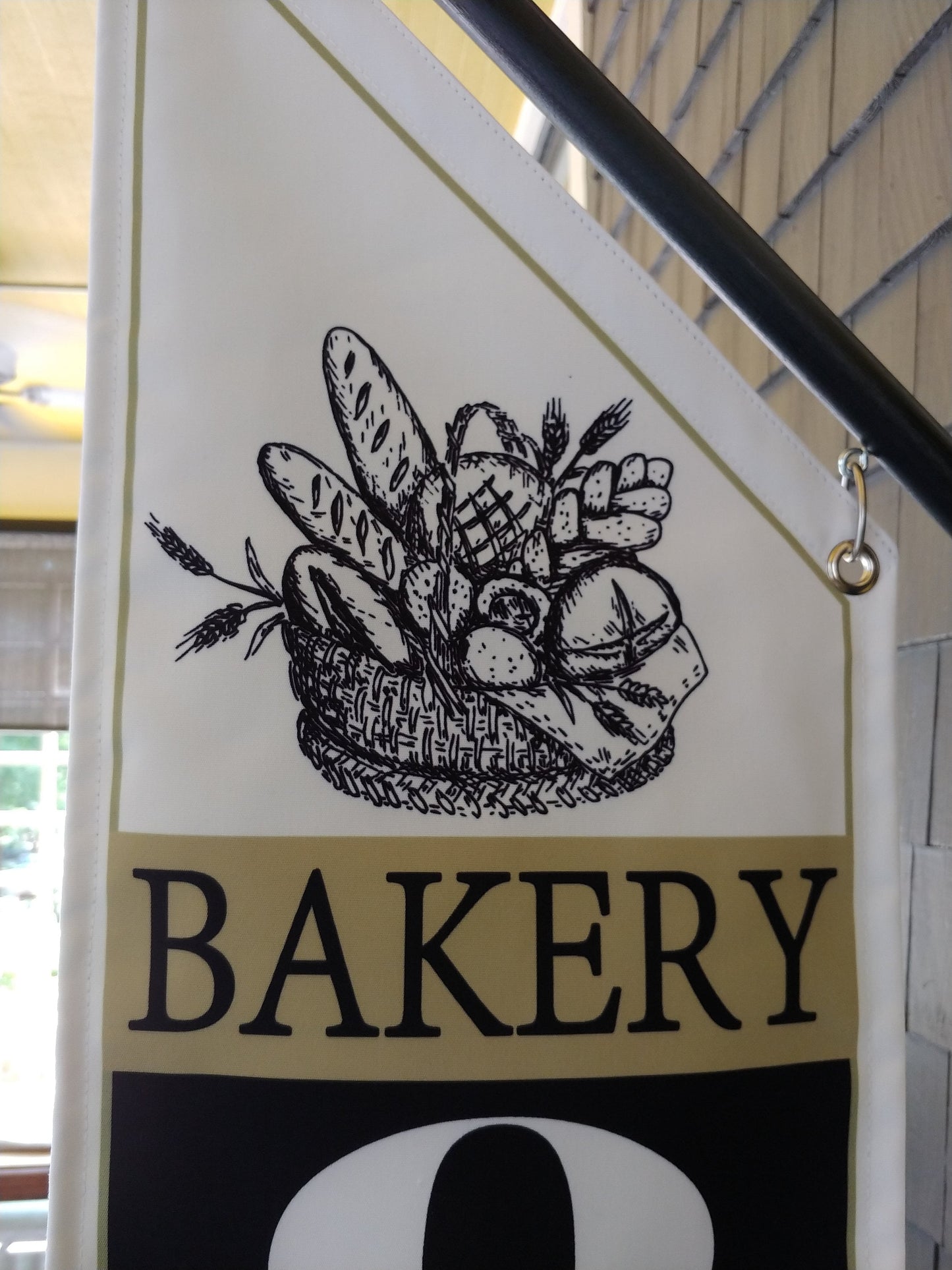 BAKERY OPEN FLAG * double sided * heavy weight canvas * handmade pole & bracket included * bread * bakery *