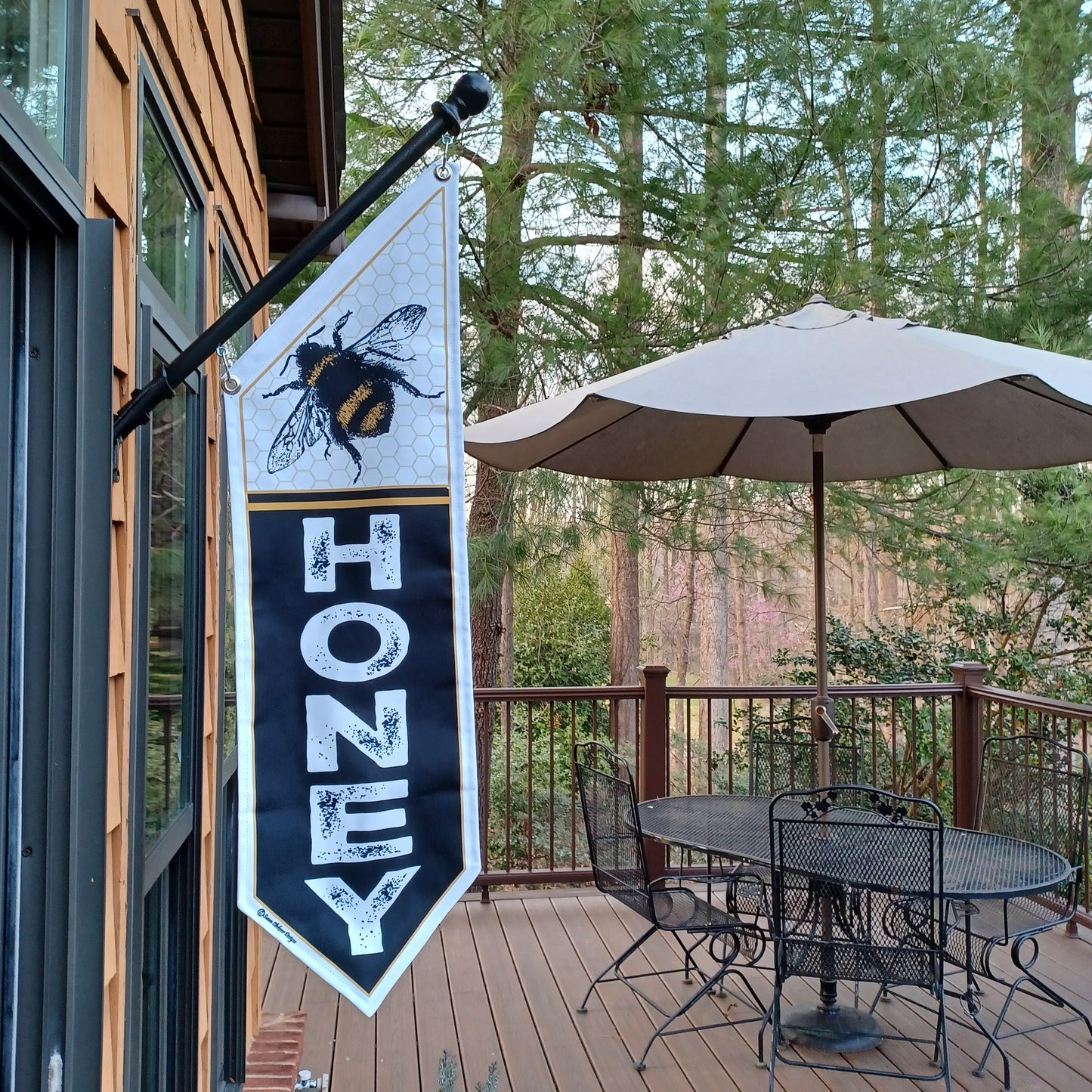 HONEY FLAG * Home Based Business * double sided * heavy weight canvas * pole & bracket included * local grown honey * Bee Keeping