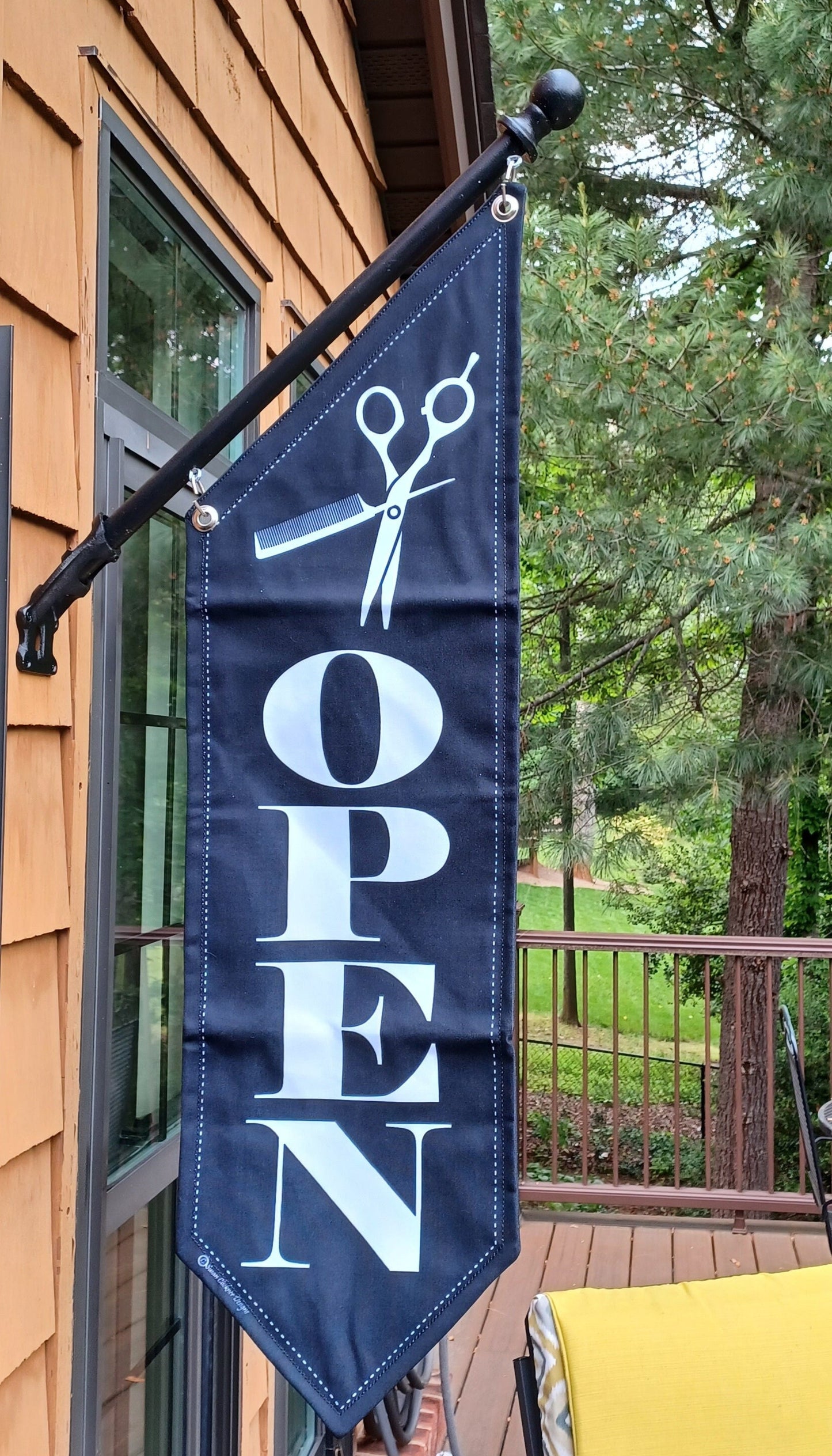 SALON OPEN FLAG  * double sided outdoor canvas * pole & bracket included * barber * salon * stylist