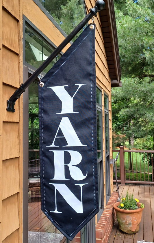 ELEGANT YARN or FABRIC Flag * double sided * heavy weight canvas * handmade pole & bracket included