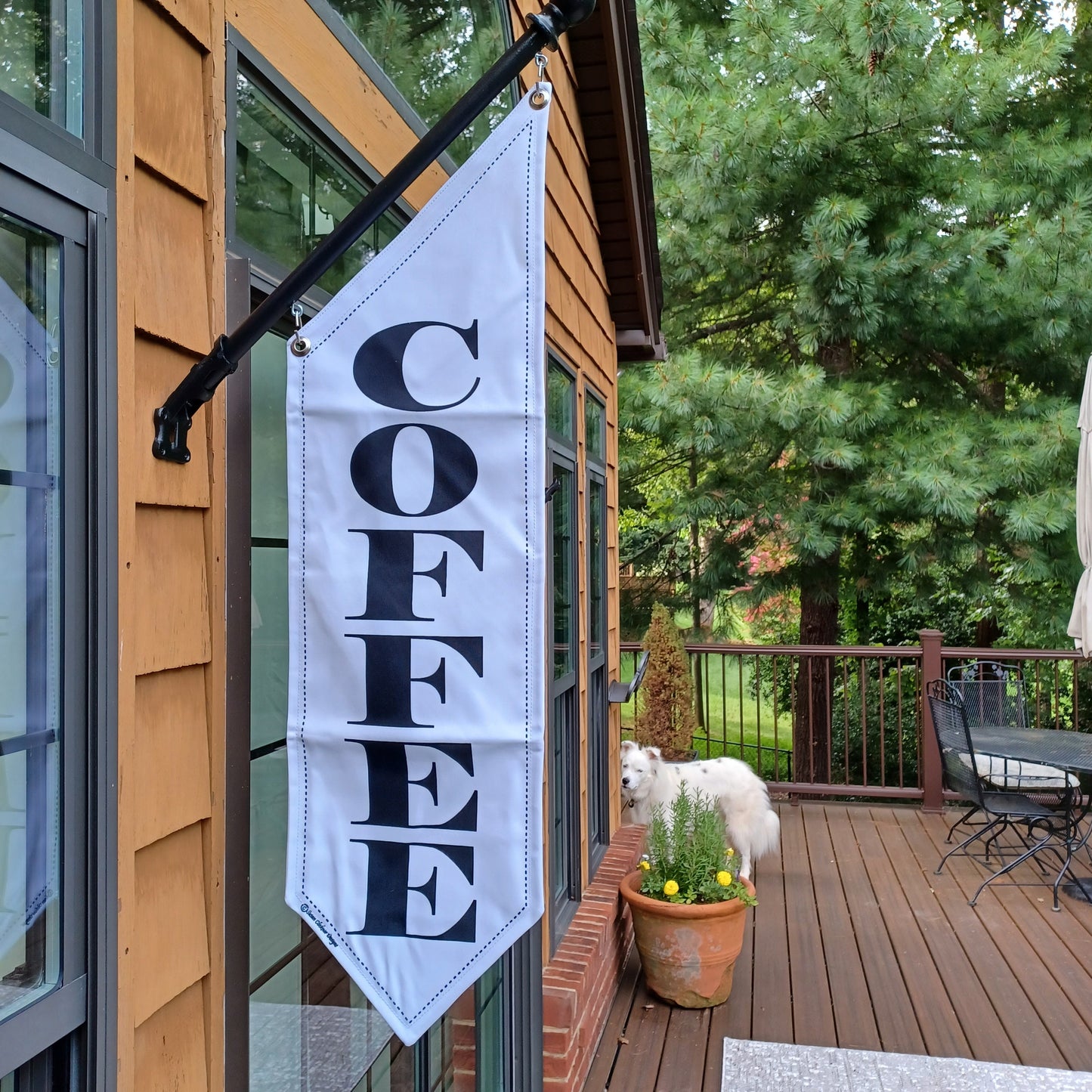 ELEGANT COFFEE Flag * 2 sided * heavy canvas * pole & bracket included * Black or White canvas