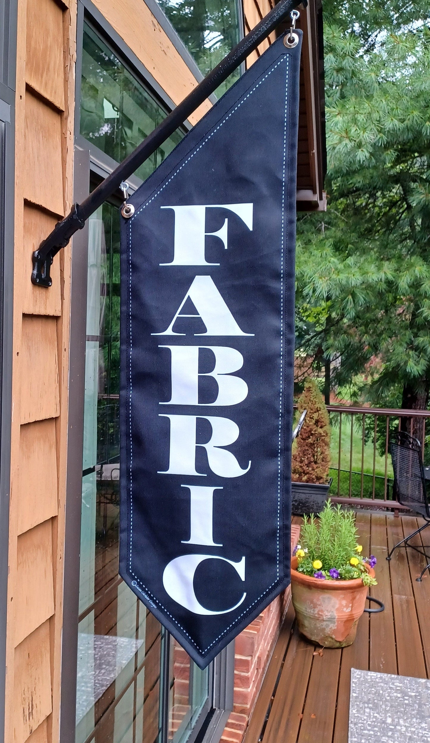 ELEGANT YARN or FABRIC Flag * double sided * heavy weight canvas * handmade pole & bracket included