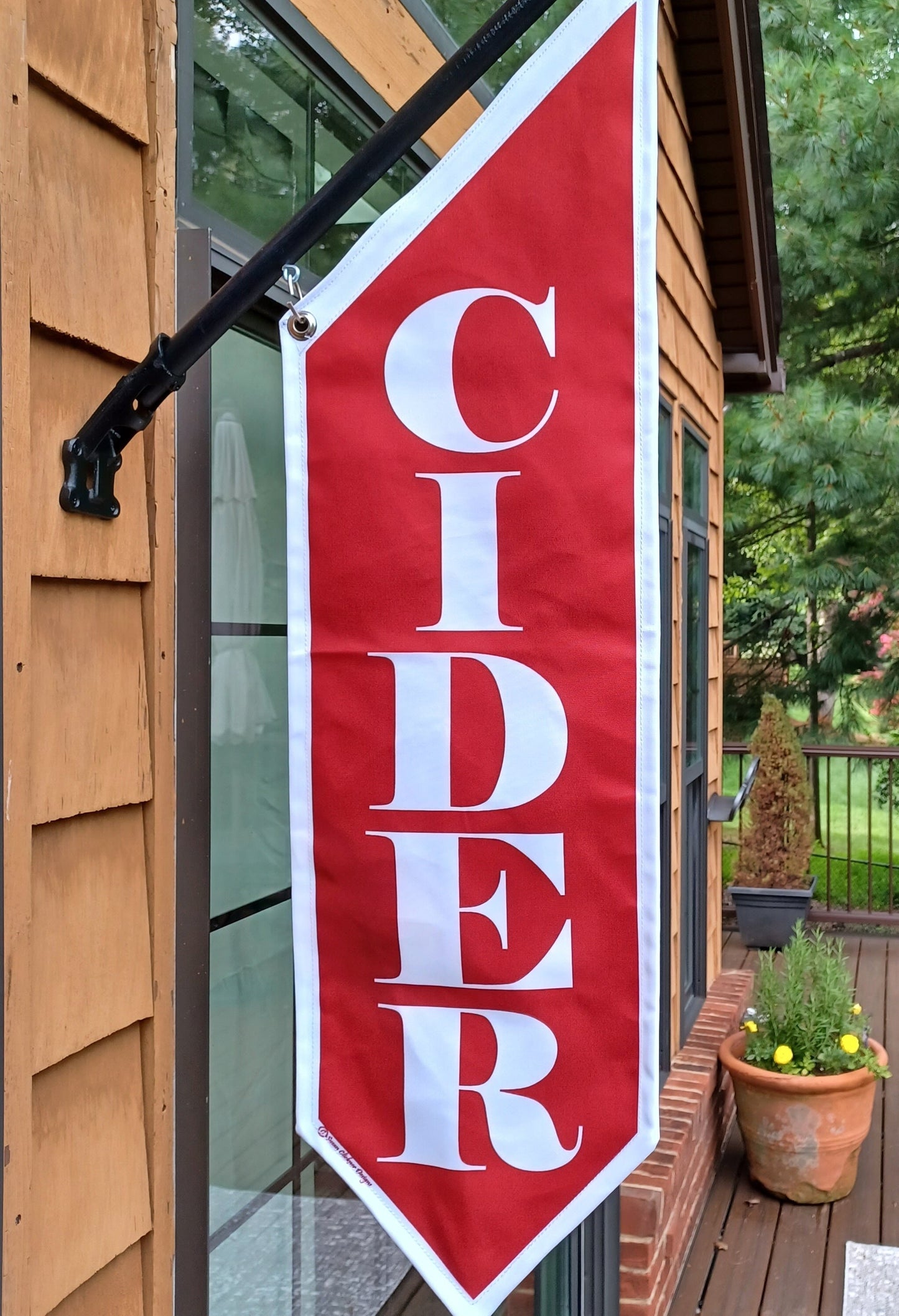 APPLES or CIDER OPEN Flag * double sided * heavy weight canvas * handmade pole & bracket * Farm * Home * Roadside Stand