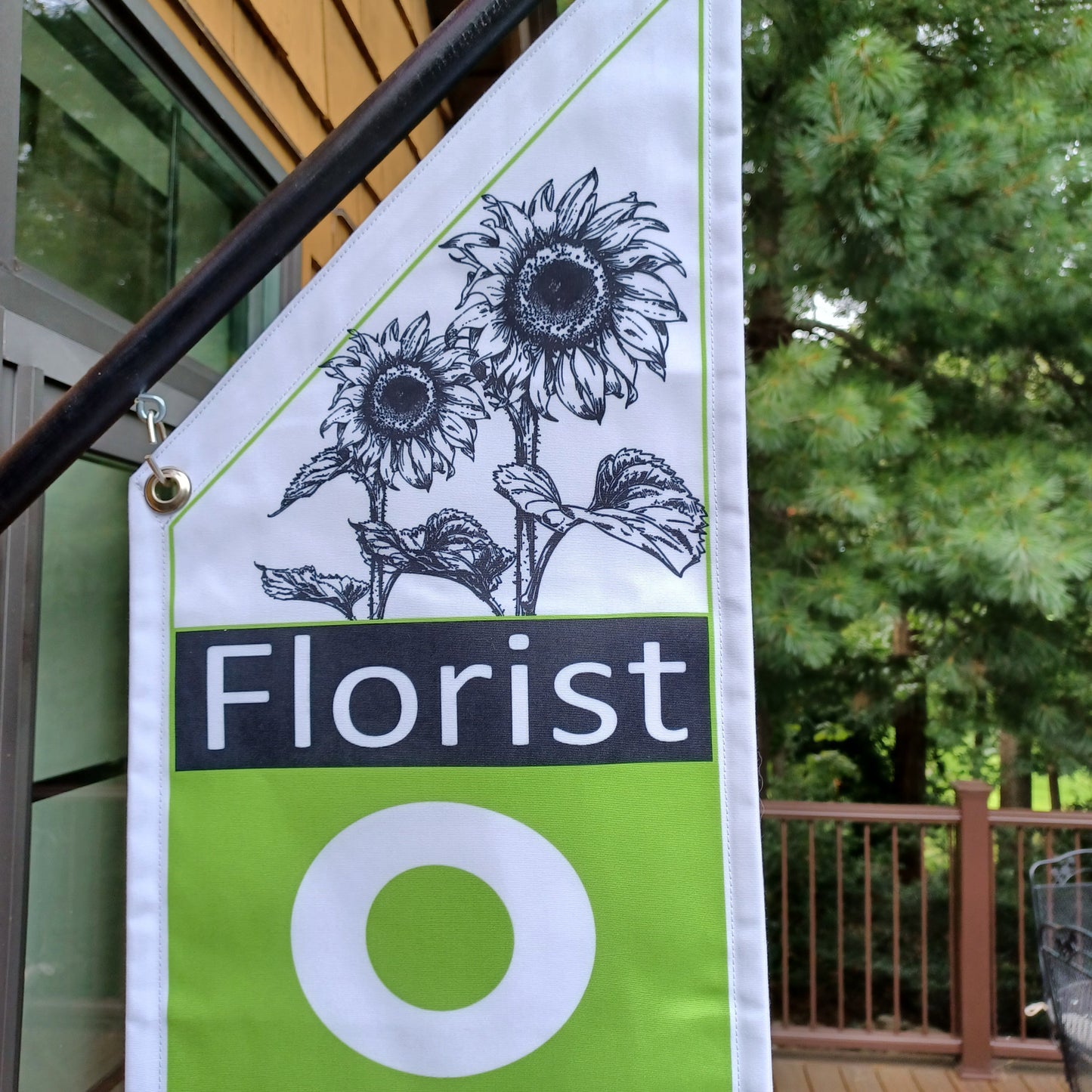 FLORIST OPEN FLAG * double sided * heavy weight canvas * handmade pole & bracket included * Two Designs