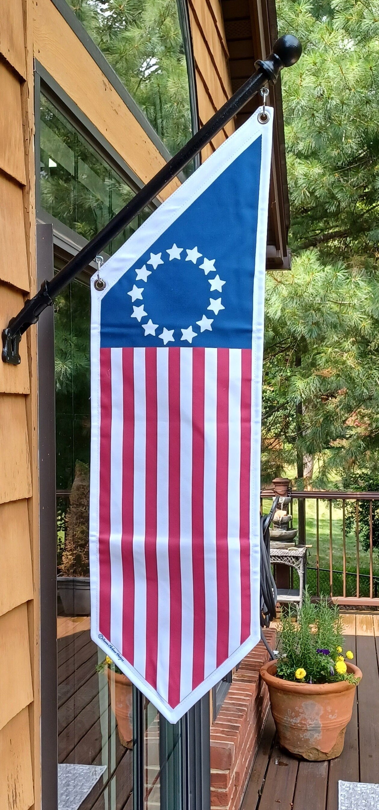 AMERICAN flag banner * Traditional 50 stars or Betsy Ross versions.