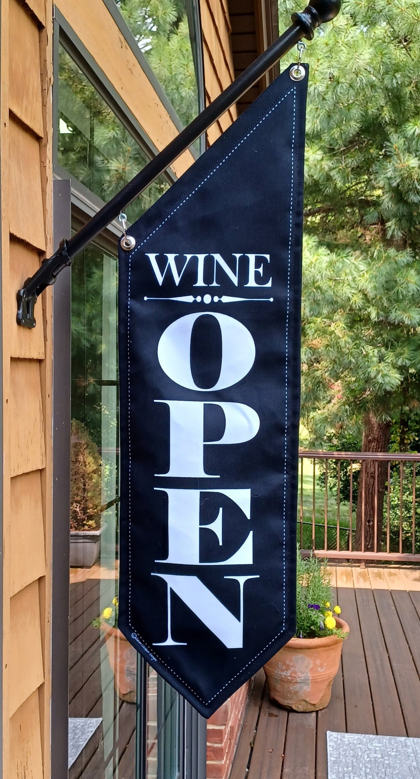 WINE OPEN and Wine TASTING * double sided * heavy weight canvas * handmade pole & bracket included * Wine * Winery * Wine Bar