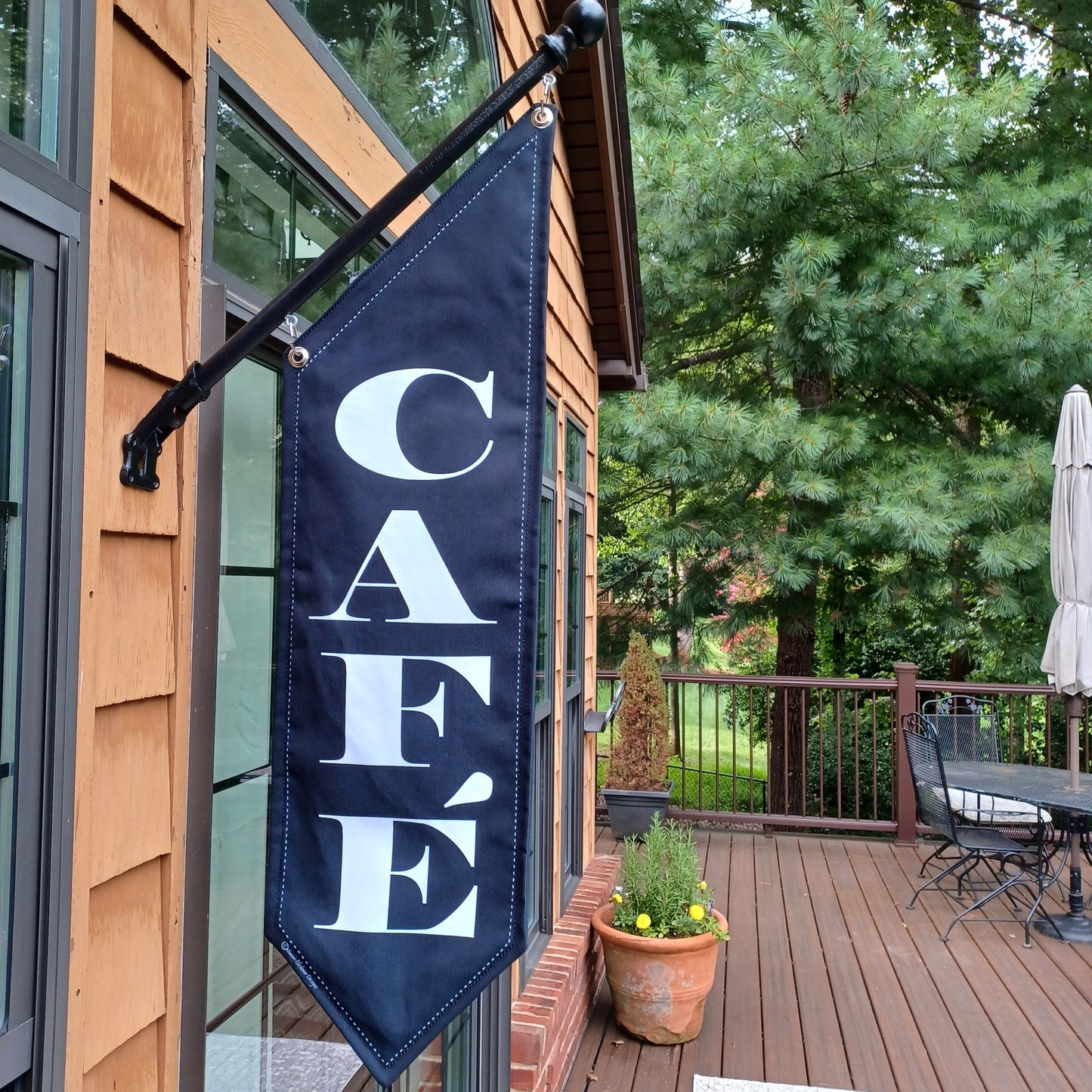 ELEGANT CAFE' FLAG * 2 sided * heavy canvas * pole & bracket included *