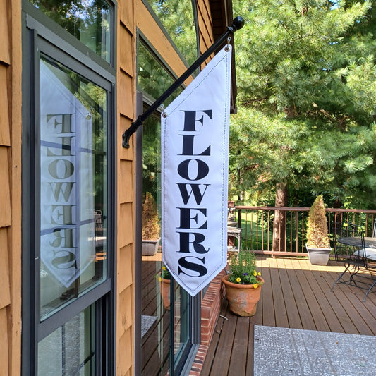 ELEGANT FLOWERS Flag * 2 sided * heavy canvas * pole & bracket included * White or Black canvas