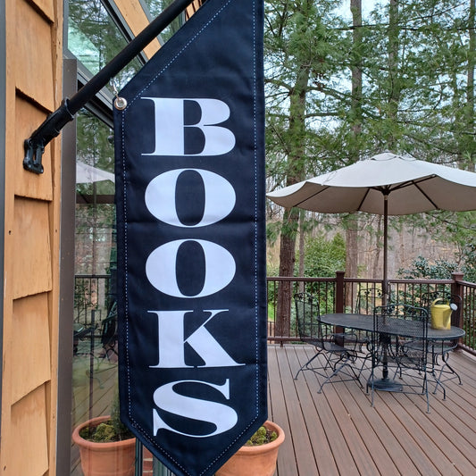 ELEGANT BOOKS Flag * 2 sided * heavy canvas * pole & bracket included * White or Black canvas