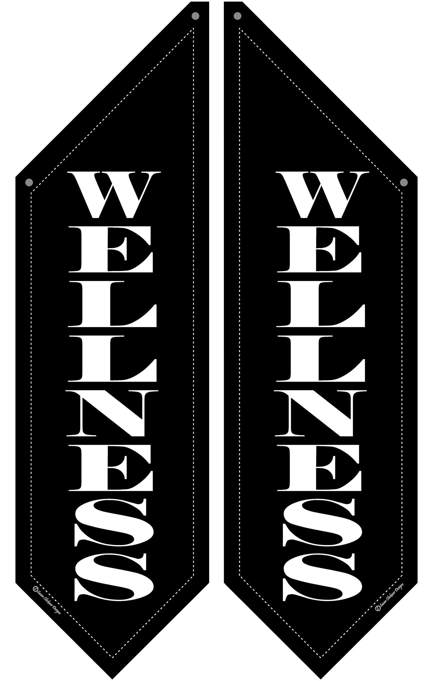 ELEGANT WELLNESS FLAG * 2 sided * heavy canvas * pole & bracket included * Black  canvas