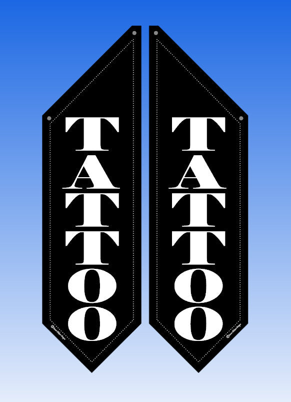 ELEGANT TATTOO Flag * double sided * heavy weight canvas * handmade pole & bracket included