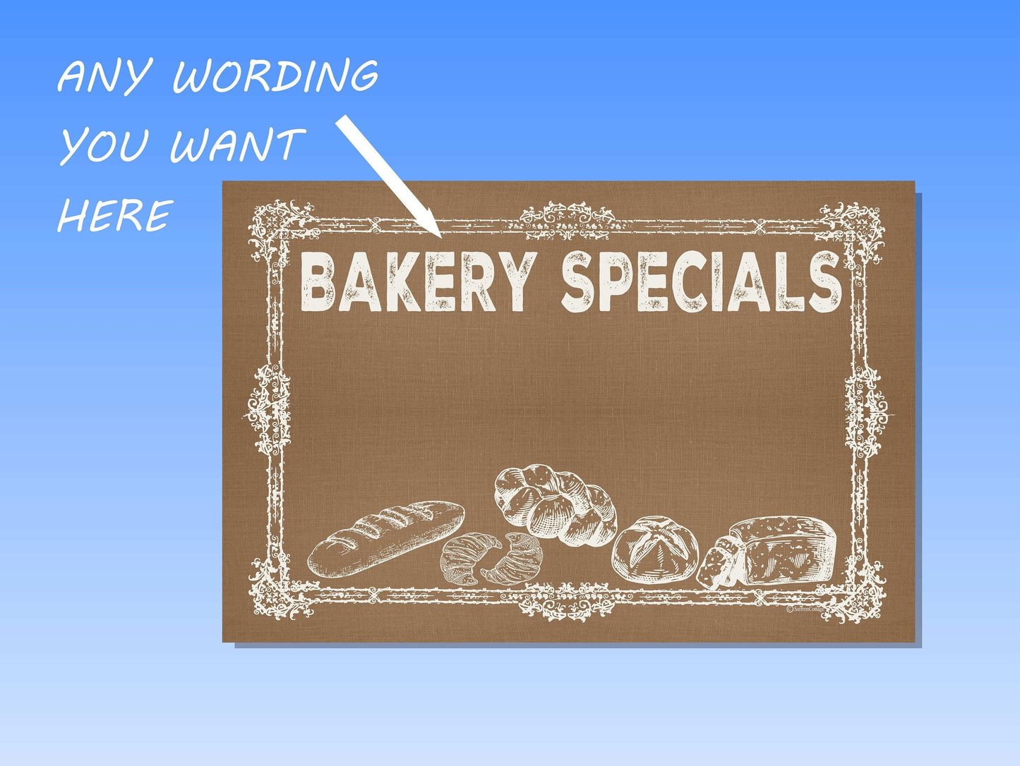 BULLETIN BOARD Bakery * 24 X 36 * CUSTOMIZE Your Business Name!!