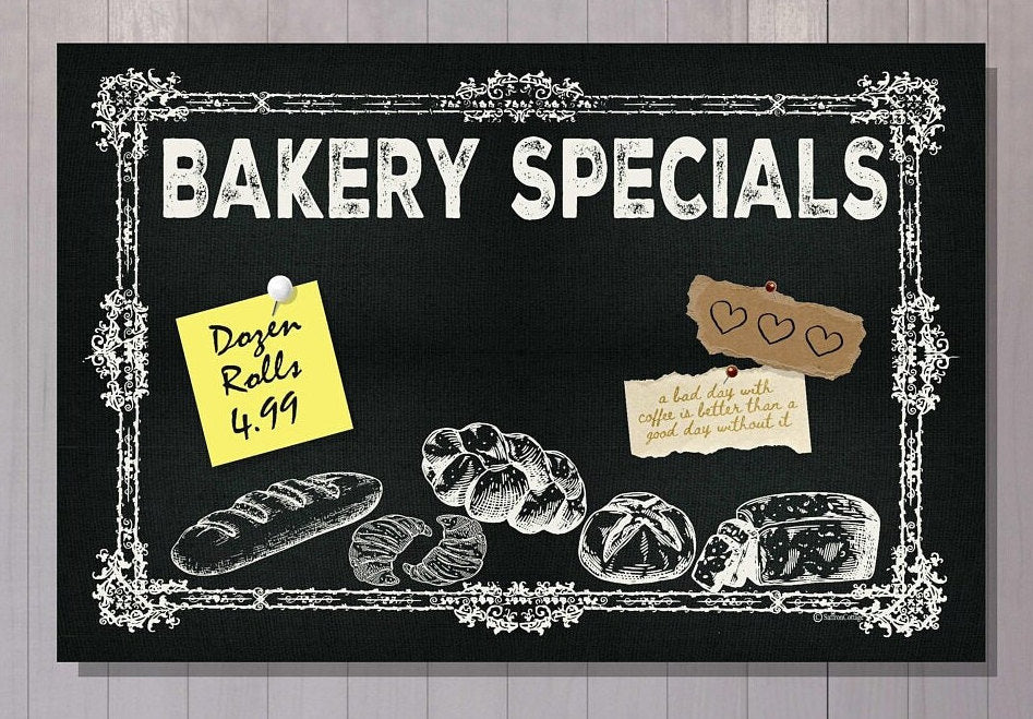 BULLETIN BOARD Bakery * 24 X 36 * CUSTOMIZE Your Business Name!!