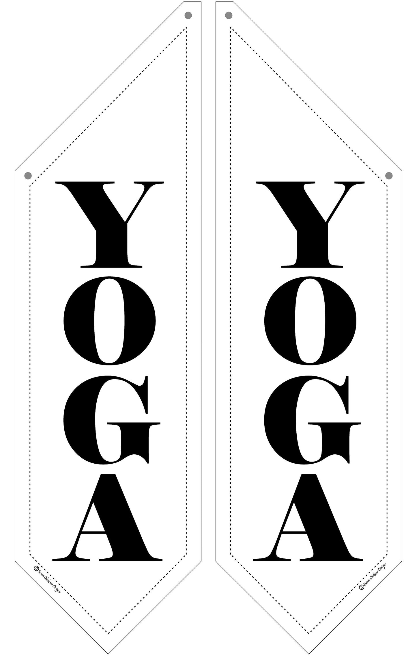 ELEGANT YOGA FLAG * 2 sided * heavy canvas * pole & bracket included * Black  canvas